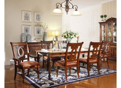 Iesszëmmer Iessdësch 4x Stull 2x Stull Garnitur Set 7tlg Luxus Holz Miwwelen